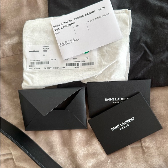 Saint Laurent Black Leather Belt with Gold Buckle, size 75 main image 6